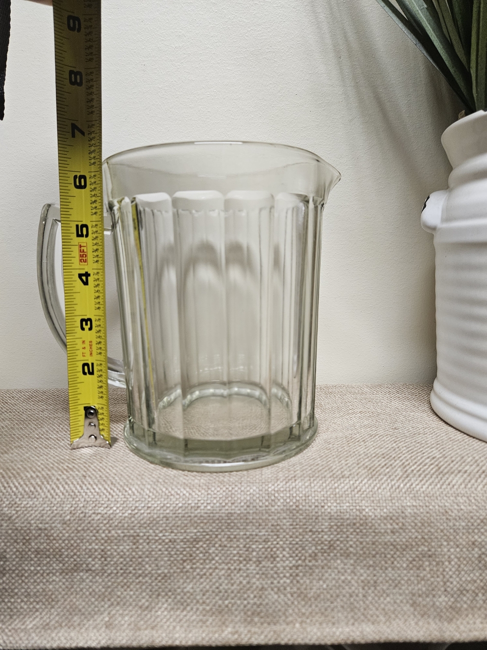 Clear Ribbed Glass Pitcher - Picture 6 of 9